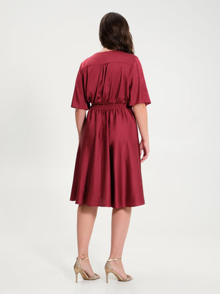 Elisa d'Ospina X Rinascimento Curvy | Abito Midi Bordeaux