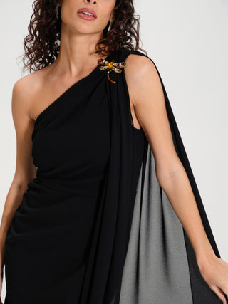 Abito Lungo Monospalla con Spilla