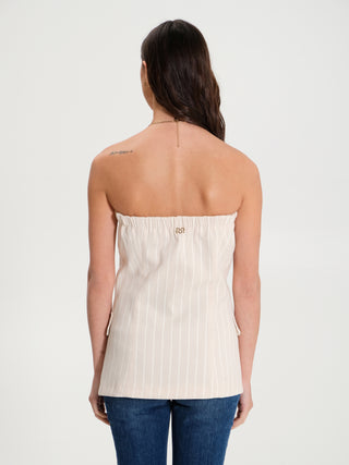 Gilet Gessato Lungo con Bottoni