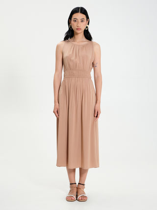 Abito midi in Viscosa  ECOVERO® Beige Biscotto
