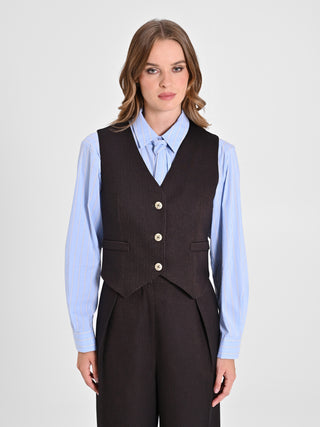 Gilet in Poliviscosa Marrone