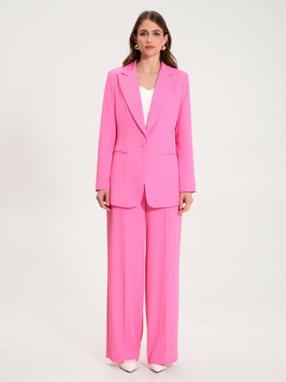 Giacca Lunga Monobottone Fluida Fuxia