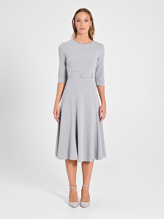 Abito Grigio con Cintura Ricoperta