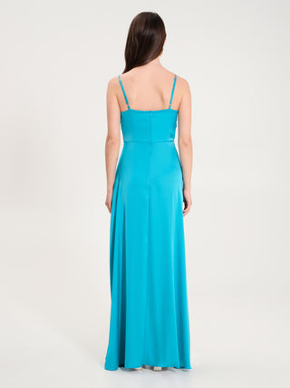 Abito Lungo in Raso Turchese