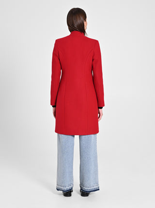 Cappotto Rosso con Collo in Piedi