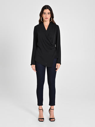 Blusa Nera con Drappeggio