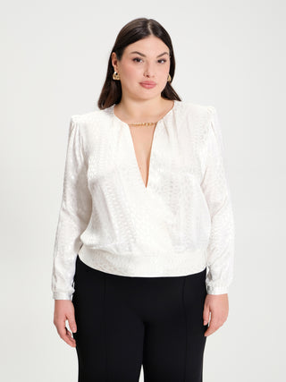 Blusa Curvy Incrocio con Stampa a Catena