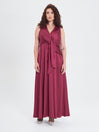 Abito Lungo Curvy in Raso Bordeaux