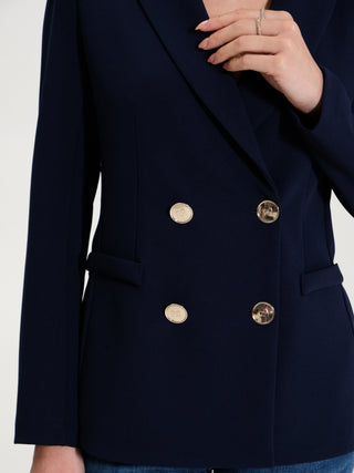 Giacca Lunga Doppiopetto in Scuba crêpe