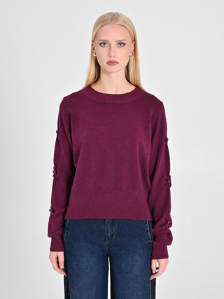 Maglione Bordeaux con Bottoni Ricoperti