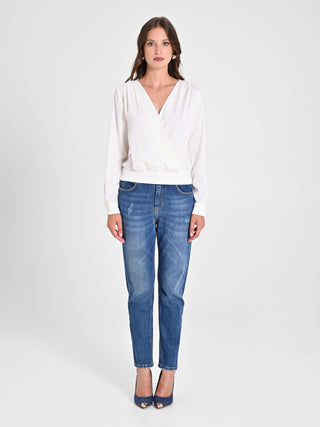 Blusa incrociata in Raso