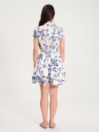 Abito Corto Toile de Jouy Blu