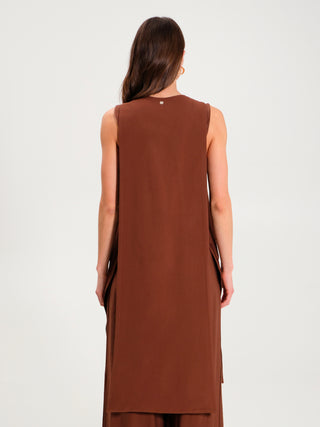 Gilet in Viscosa Marrone