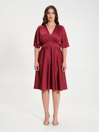 Elisa d'Ospina X Rinascimento Curvy | Abito Midi Bordeaux