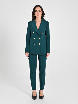 Giacca Doppiopetto in Tessuto Tecnico Verde Malachite