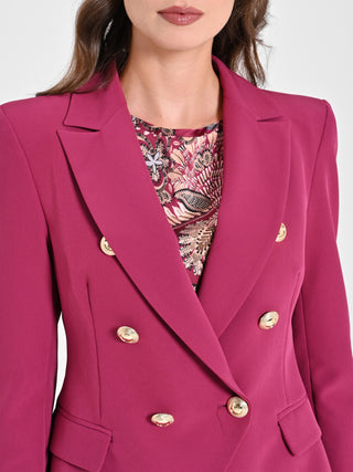 Giacca Doppiopetto in Tessuto Tecnico Bordeaux