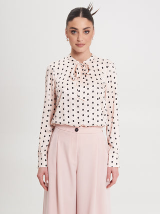 Blusa Rosa Pois in Viscosa