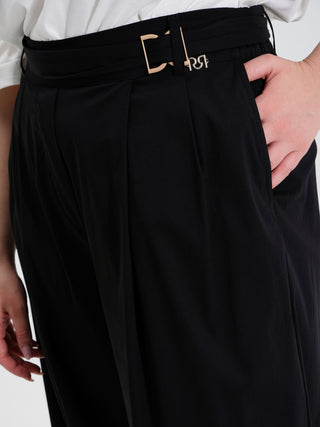 Pantaloni Palazzo Curvy in Cotone Nero