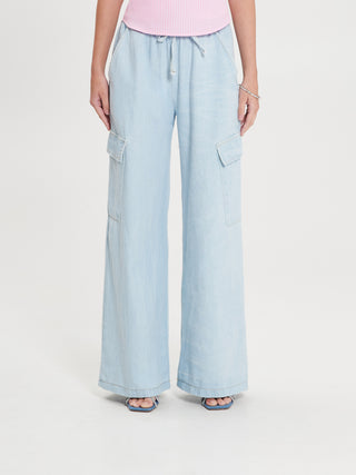Pantaloni Cargo in Denim Chiaro