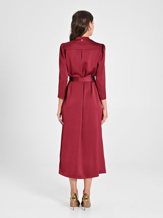 Chemisier in Raso Bordeaux