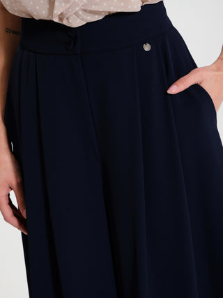 Pantaloni Ampi Cropped Blu Navy
