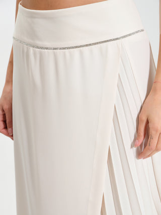 Gonna Plissè Strass Avorio