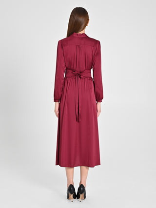 Abito Lungo in Raso Bordeaux