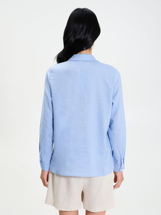Camicia Oversize in Lino Azzurro