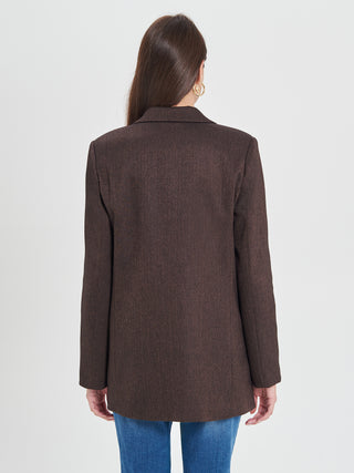 Giacca Monopetto in Poliviscosa Marrone