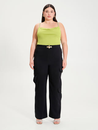 Pantaloni Curvy Cargo con Borchia