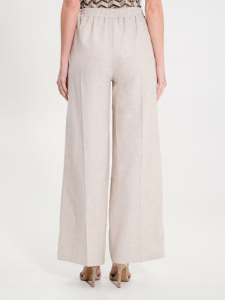 Pantaloni Ampi in Lino Beige