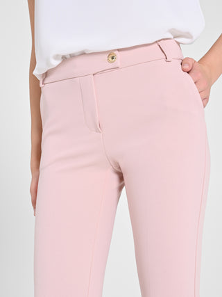 Pantaloni Straight in Scuba mano Crepe Rosa