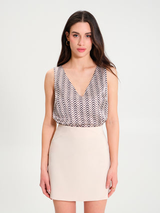 Top in Raso Stampa Chevron