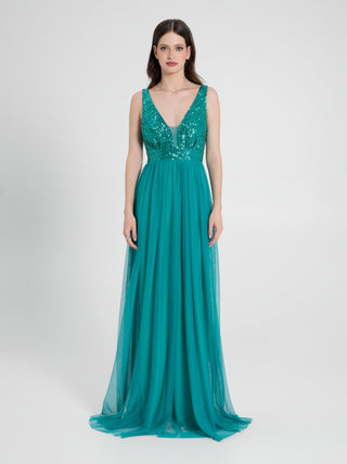 Abito Lungo Paillettes & Tulle