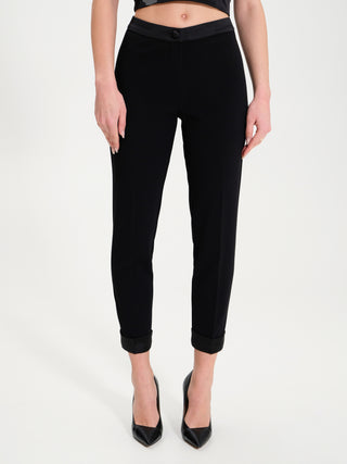 Pantaloni Slim Inserti in Raso