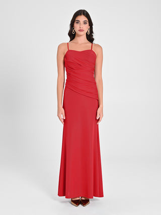 Abito Drappeggiato Rosso