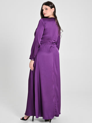 Abito Maniche Lunghe Curvy Viola Melanzana