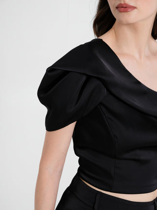 Top Monospalla in Satin Nero