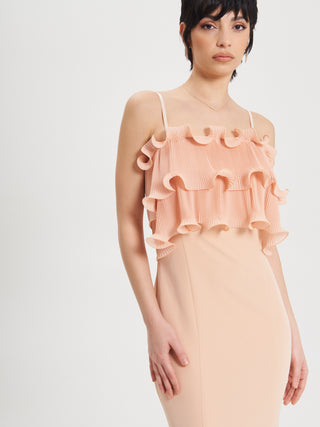 Tubino Rouche Plissé Arancione Pesca