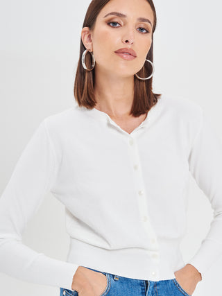 Cardigan Bianco in Maglia Eco Vero®