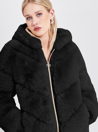 Giacca effetto Pelliccia Nero