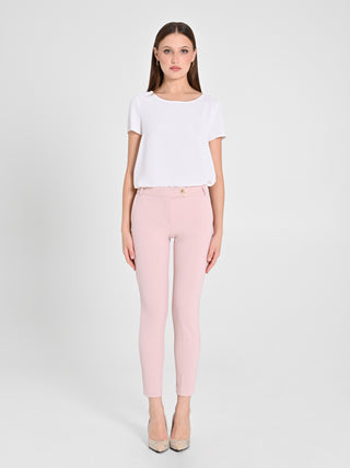 Pantaloni Straight in Scuba mano Crepe Rosa