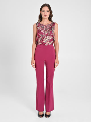 Pantaloni Flared in Tessuto Tecnico Bordeaux