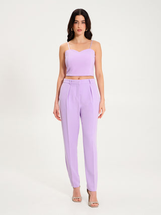 Top Crop Scollo a Cuore Lilla