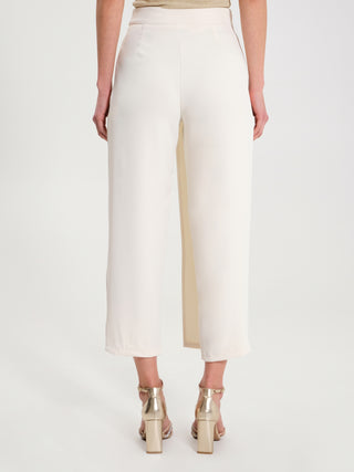 Pantaloni Crop in Cadi a Portafoglio Bianco Panna