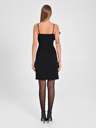 Tubino Nero con Fiori in Organza