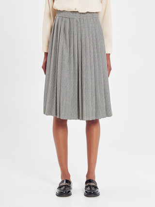 Gonna Plissé Pied-de-Poule