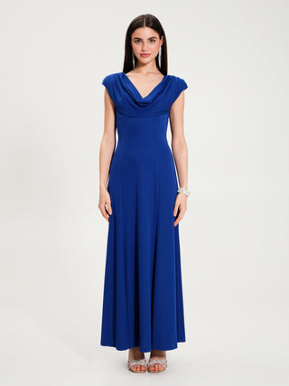 Abito Lungo Trapezio con Strass Blu Cina