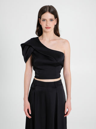 Top Monospalla in Satin Nero