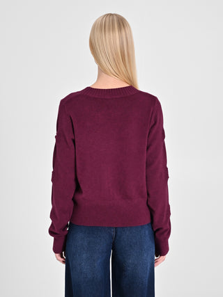 Maglione Bordeaux con Bottoni Ricoperti